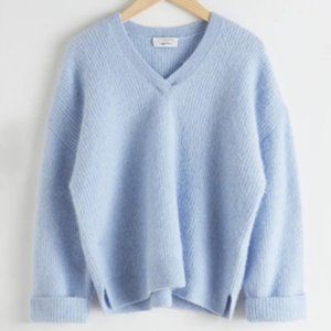& Other Stories Wool/Alpaca Oversized Ribbed V-line Sweater